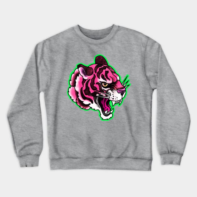 Pink tiger head Crewneck Sweatshirt by weilertsen